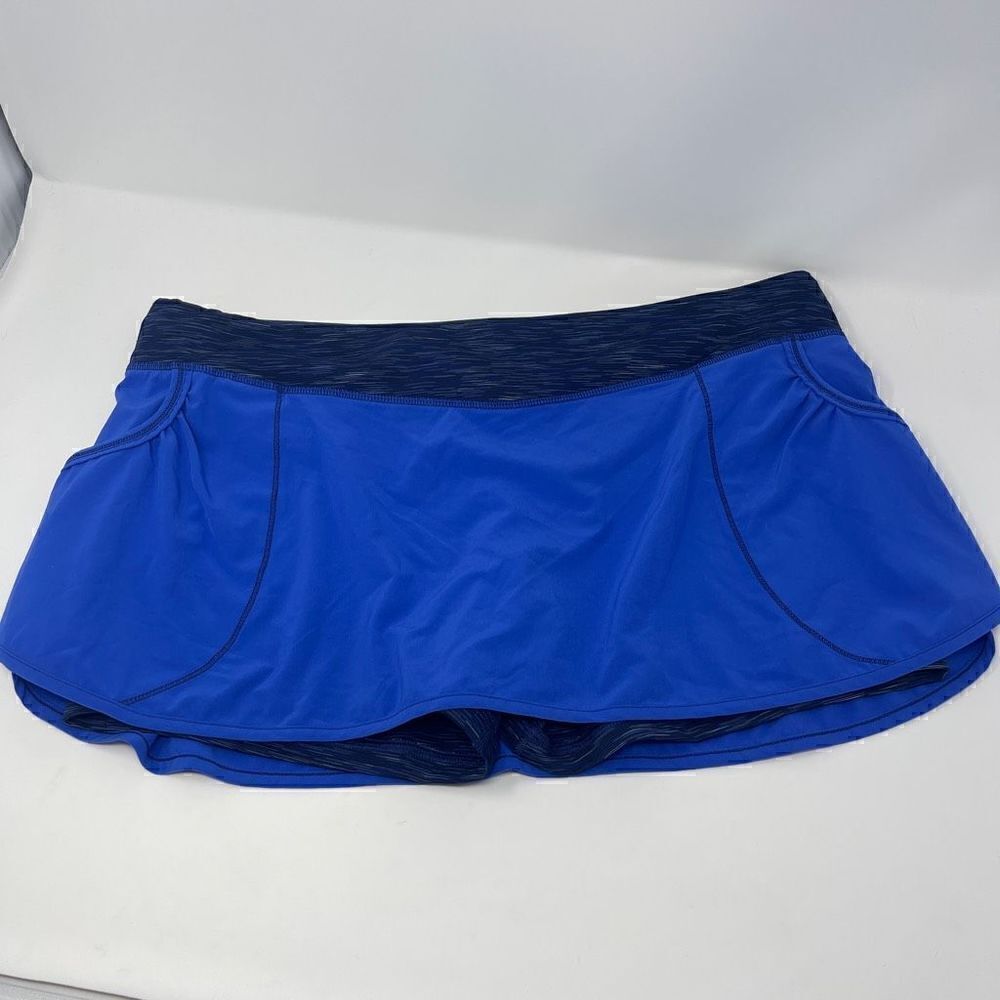 Lucy Tech Womens Activewear Skorts Wrap Skirt Stretch Blue XL